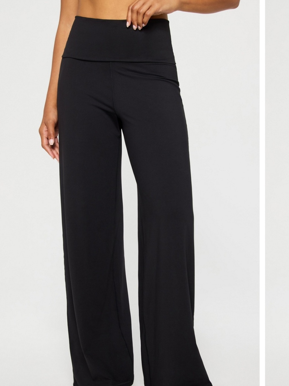Fabletics Pureluxe Foldover Wide Leg Pants Black Womens Large